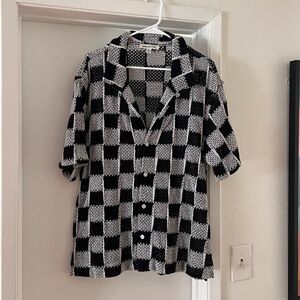 Urban Outfitters Black and White Checkered Casual Button Down Shirt